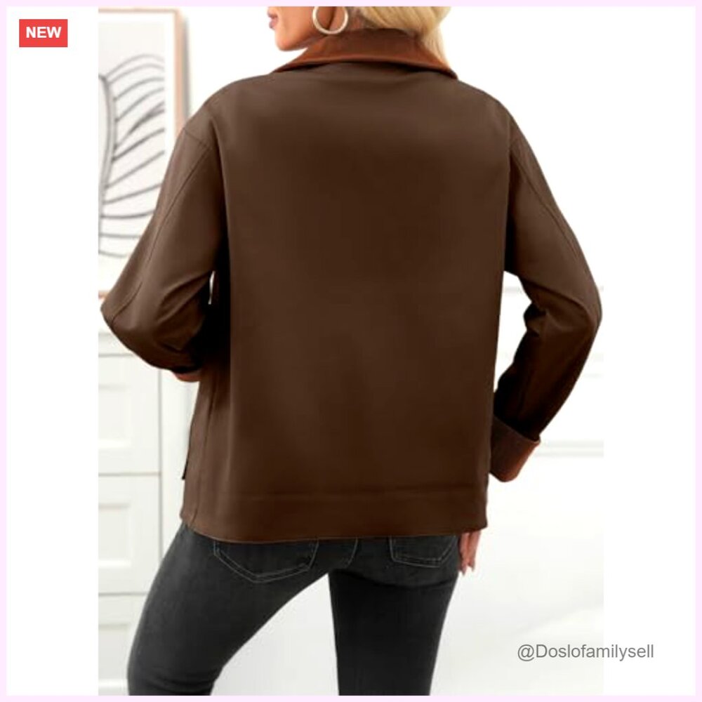 Lightweight Cropped Shacket, Button-Down Coat Wit… - image 5